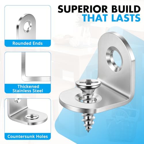 40PCS L Bracket Corner Brace, Stainless Steel Corner Bracket - Image 3