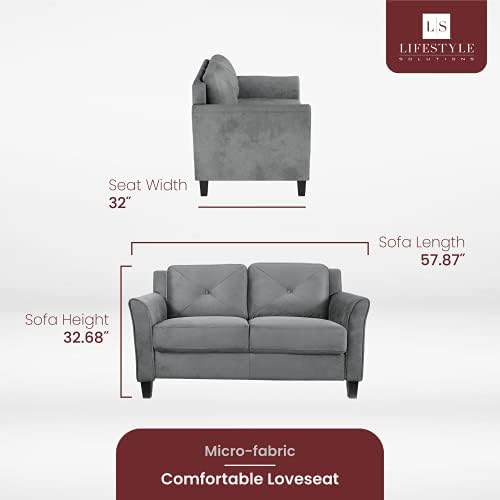 Lifestyle Solutions Grayson Loveseat, Dark Grey - Image 2