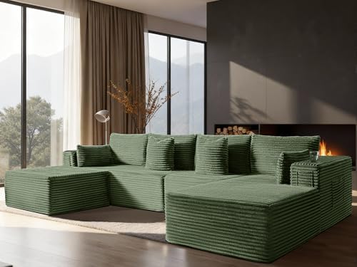138" Cloud Sectional Couch, Comfort U Shaped Boneless Couch by VYUXWO