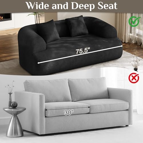 75" Boneless Cloud Loveseat, Modern Cute Curved Chenille Sofa, 2 Seater - Image 7
