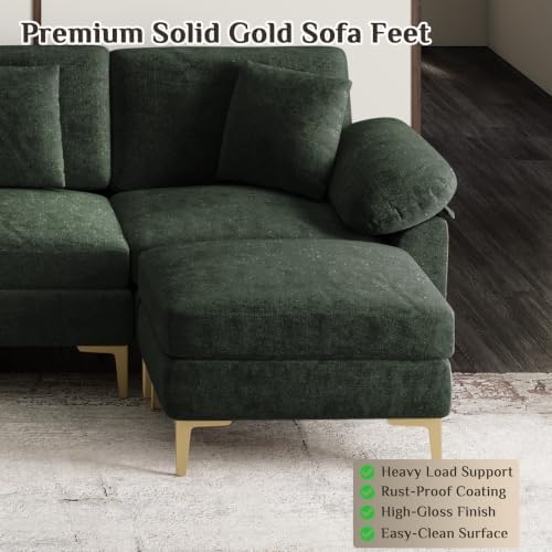 OUYESSIR 128" U-Shaped Shimmer Chenille Sectional Couch - Image 6