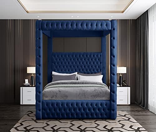 Meridian Furniture RoyalNavy-K Royal Collection Modern | Contemporary Velvet - Image 5