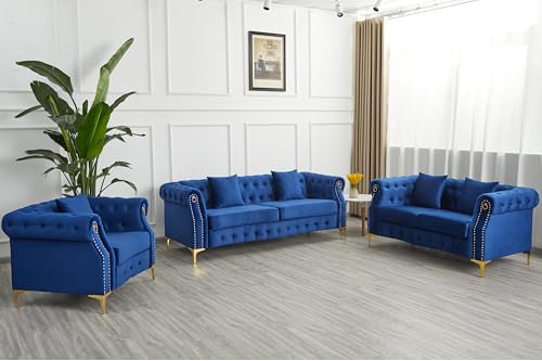 Hybition 3-Piece Living Room Sofa Set, Tufted Design - Image 3