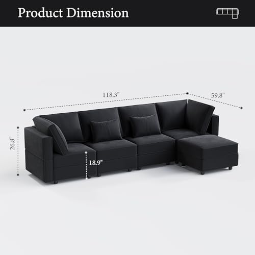 Vesgantti 118" 5 Seats L Shaped Modular Sectional Couch - Image 2