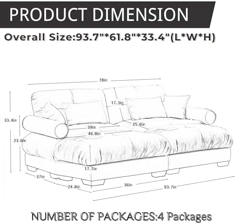 94" Modular Sectional Sofa, Velvet Upholstered Couches - Image 2