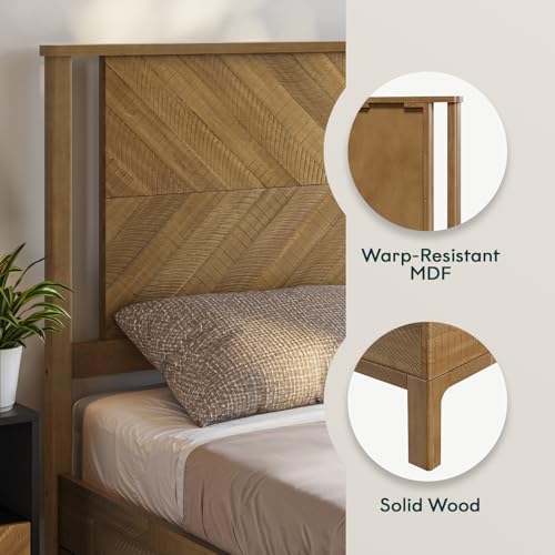 Bme Vivian Queen Bedframe with Headboard, Scandinavian, Rustic Seadrift - Image 4