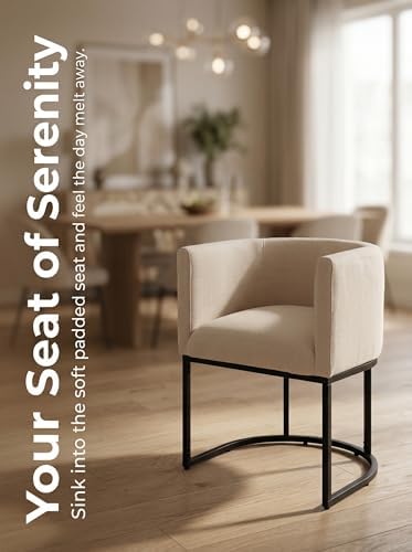 HNY Mid Century Modern Upholstered Barrel Dining Chairs - Image 4