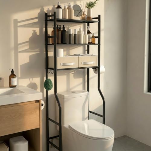 GloTika 3-Tier Over Toilet Storage, 2 Baskets - Image 4