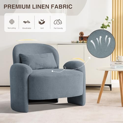 LOULENS Accent Chair Set of 2, Linen Fabric Lounge Armchair - Image 4