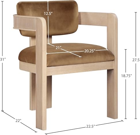 Meridian Furniture Sacha Velvet/Rubberwood Dining Chair - Image 3