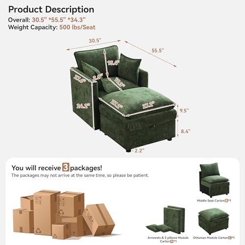 30" Cloud Modular Single Sofa Chair - Image 2