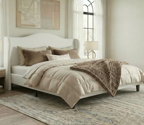 Allewie Full Size Bed Frame, Plush Velvet Wingback, Modern Style - Image 3
