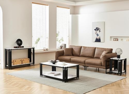 White Marble Coffee Table Set - Image 2