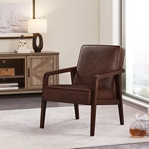 Yaheetech Accent Chair, Mid-Century Modern Vibe, Dark Brown - Image 3