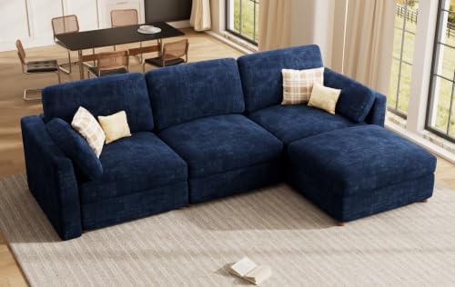Oversized Modular Sectional Sofa L-Shaped Cloud Couches Blue - Image 4