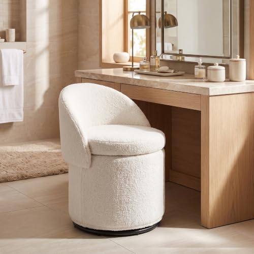 DUOMAY Modern Round Swivel Vanity Storage Stool by DUOMAY