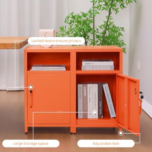 ALBAD Metal Nightstand with Lockable Cabinet - Image 5