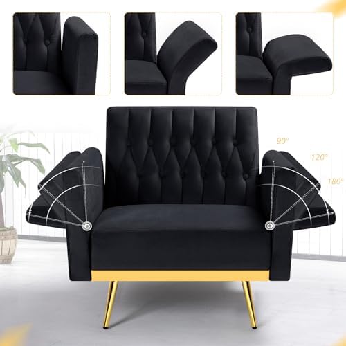 Velvet Accent Chair w/Ottoman & Adjustable Backrest - Image 6