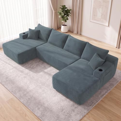 Yafylly 126" U Shaped Boneless Sectional Couch by Yafylly