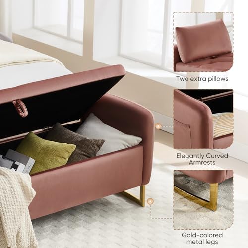 Storage Bench for Bedroom, 65 in End of Bed Storage Bench Rose Gold - Image 5