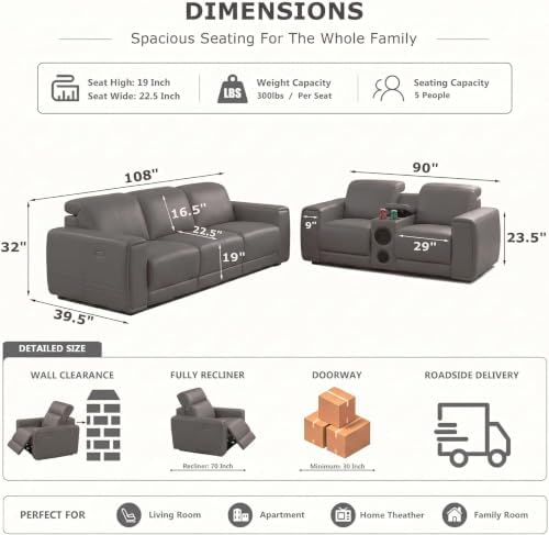 2 Pieces Power Recliner Sofa Set - Image 2