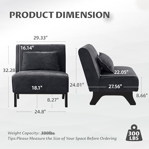 Upholstered Armless Accent Chair Set of 4, Modern Comfy Living Room Chairs - Image 2