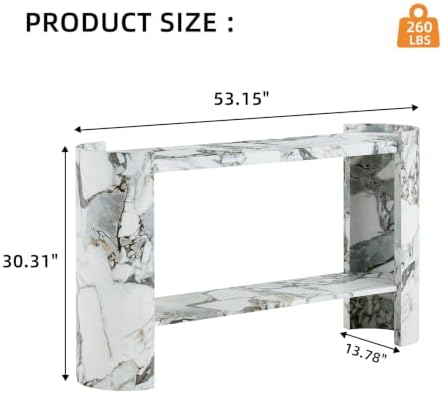 LKTART 53" Faux Marble Console Table, 2-Tier Entryway Table - Image 2