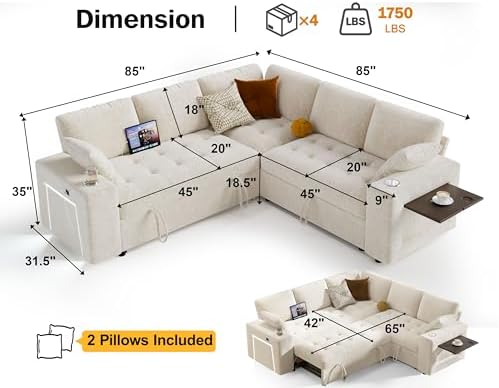 Vipbear 86" Modular Sectional Sleeper Sofa - Image 3