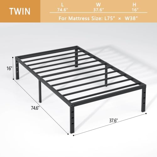 NEW JETO Metal Bed Frame, Twin Size Bed Frame - Image 3