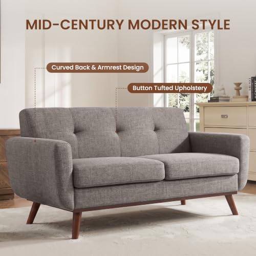 56" Small Loveseat Sofa Mid Century Modern Mini Love Seat - Image 3