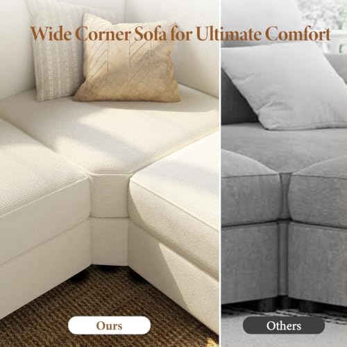 Vesgantti Modular 6-Seater Chenille L Shaped Sectional Sofa - Image 7