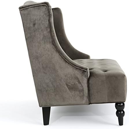 Modern Tufted Velvet Wingback Loveseat, Tufted Velvet 2 Seat Couch Sofas - Image 6
