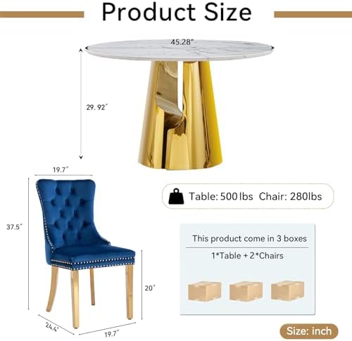 45” Round Dining Table Set For 2, Kitchen Table - Image 6