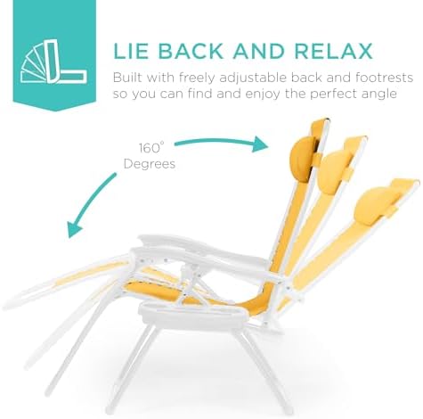 Best Choice Products Zero Gravity Chair Recliner, Marigold/White - Image 4