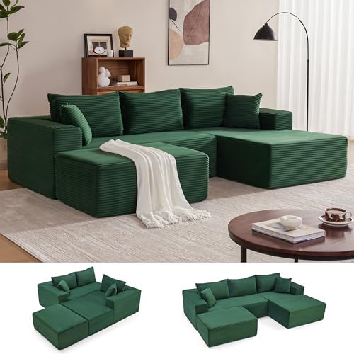 Mangodan 110” Cloud Sectional Couch, Boneless Sofa by Mangodan