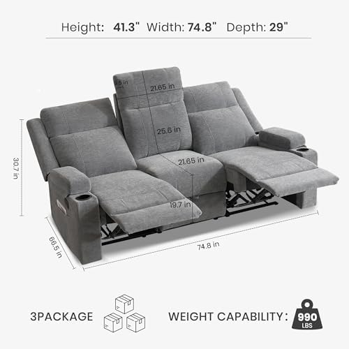 75'' Manual Reclining Sofa - Image 2