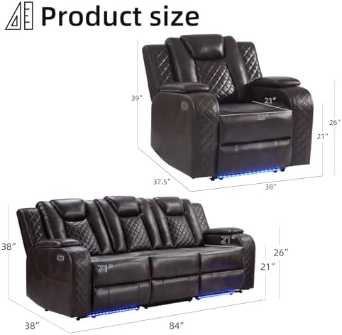 CANMOV Home Theater Seating Power Reclining Sofa Set - Image 2