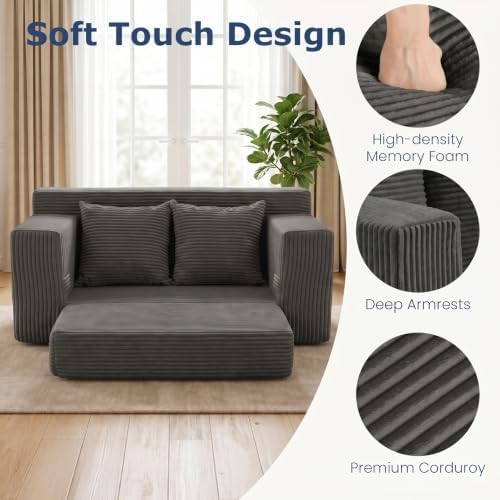 cidludto Boneless Loveseat Sleeper Sofa Bed, Convertible Folding Couch Bed - Image 5