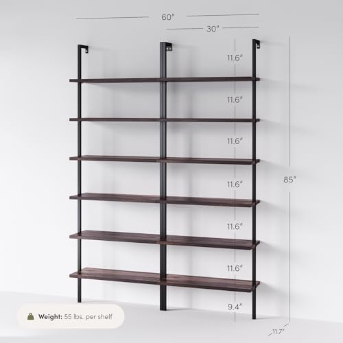Nathan James Theo 6-Shelf Tall Bookcase, Wall Mount Bookshelf - Image 2
