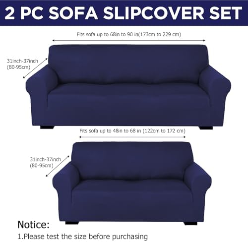 Peryiter 2 Pcs Couch and Loveseat Sofa Covers, Milk Silk - Image 2