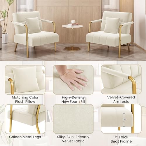 Yaheetech 30" Accent Chair Velvet Armchair - Image 5