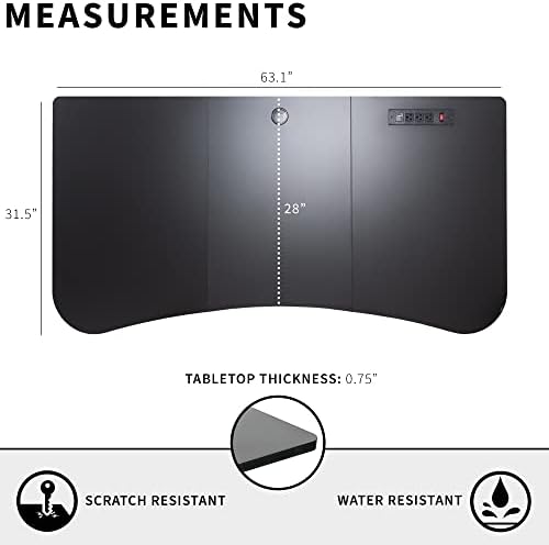 VIVO Black 63 x 32 inch Table Top - Image 3