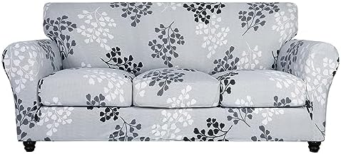 SearchI Stretch Sofa Cover Printed Couch Cover, Floral Pattern 4 Pieces Sofa by SearchI