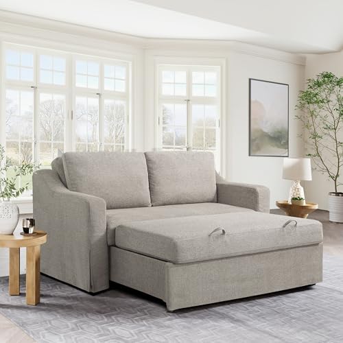 Serta Hawthorne 66.1" Slipcovered Convertible Sleeper Loveseat, Full Size - Image 6