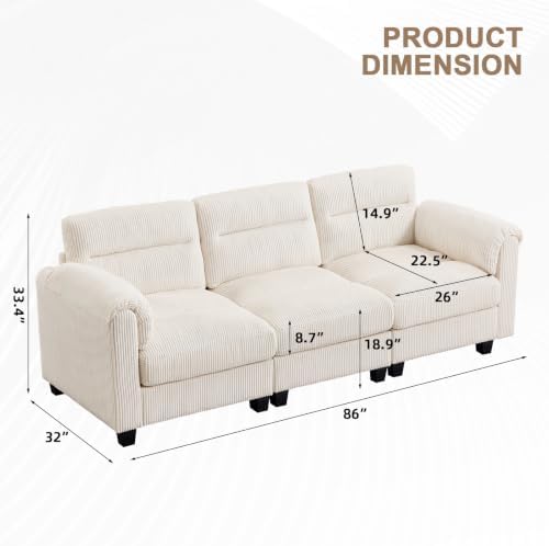 HAOMARKETS Corduroy Sofa Set, Upholstered 3-Seater Couch - Image 2