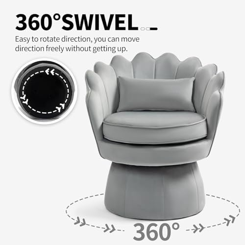 ZJhome 360° Swivel Accent Chair, Mid-Century Modern Velvet Barrel Chair - Image 5