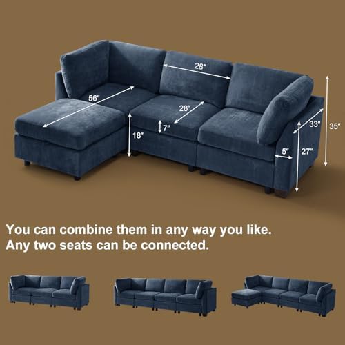 EDILLY 94 inches Oversized Modular Sectional Fabric Cloud Sofa Set, Extra Large - Image 2