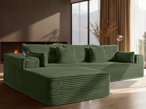 108" Cloud Sectional Couch, Comfort L Shaped Boneless Couch by VYUXWO
