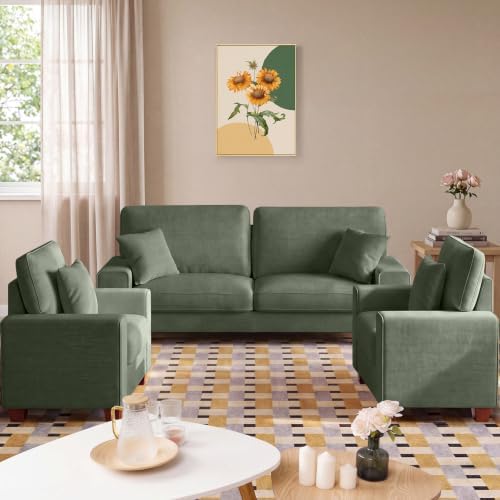 DOPEDIO 88.58" Sofa Set, Chenille Loveseat & 2 Accent Chairs by DOPEDIO