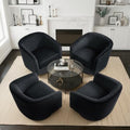 Pia Ricco Set of 4 Oversized Velvet 360° Swivel Barrel Accent Chair Black by PiaRicco